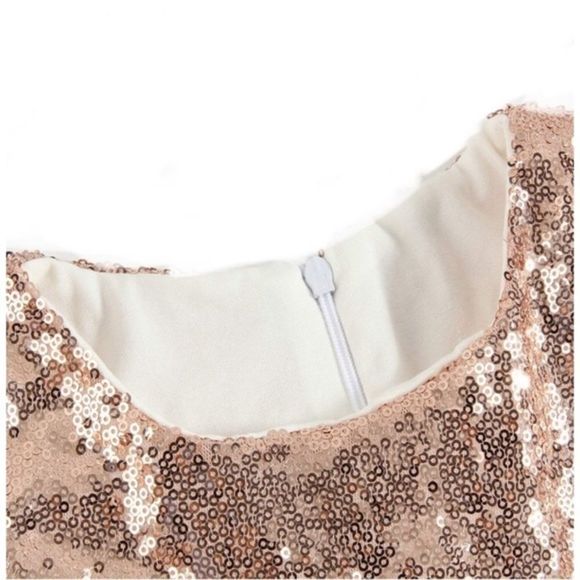 Girls’ Rose Gold Sequins and Ivory Tulle Flower Girl, Easter, Birthday Dress - Picture 6 of 9